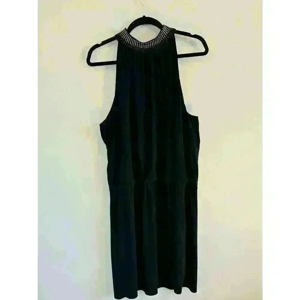 White‎ House Black Market Beaded Neckline Halter Cocktail Dress Size XL